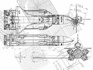 Obraz premium Blueprints, Space Shuttle. 