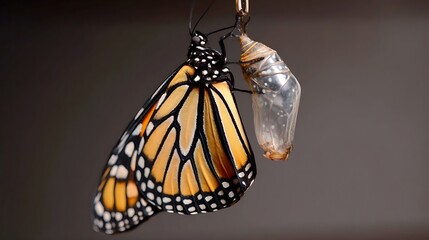 Monarch Butterfly Emerging From Chrysalis