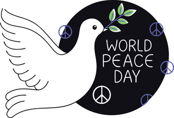 Elegant world peace day greeting card design featuring symbolic elements and classic typography for celebrations and awareness campaigns