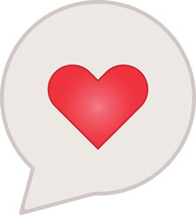 Obraz premium Red heart icon inside a speech bubble on a white background