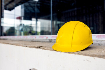 Engineering safety helmet at worksite for labor protection

. construction site