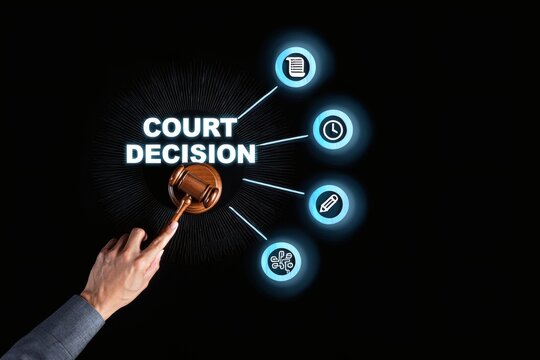 Judicial Process Visualizing Court Decision with Gavel and Symbolic Icons