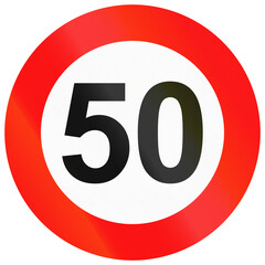 Chinese road sign used in Macau - Maximum speed limit of 50 kmh