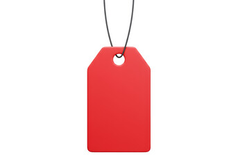 Isolated Simple Red Price Tag with String