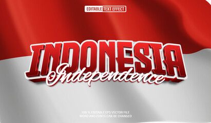 Editable 3d text style effect - Indonesia Independence Day text effect Template