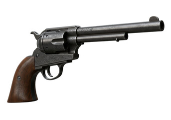 Isolated Antique Style Revolver with Engraved Details