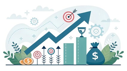 Obraz premium Growth success arrow icon. Growing graph vector symbol. Growth business green arrow icon vector silhouette. Growth vector. Vector illustration.