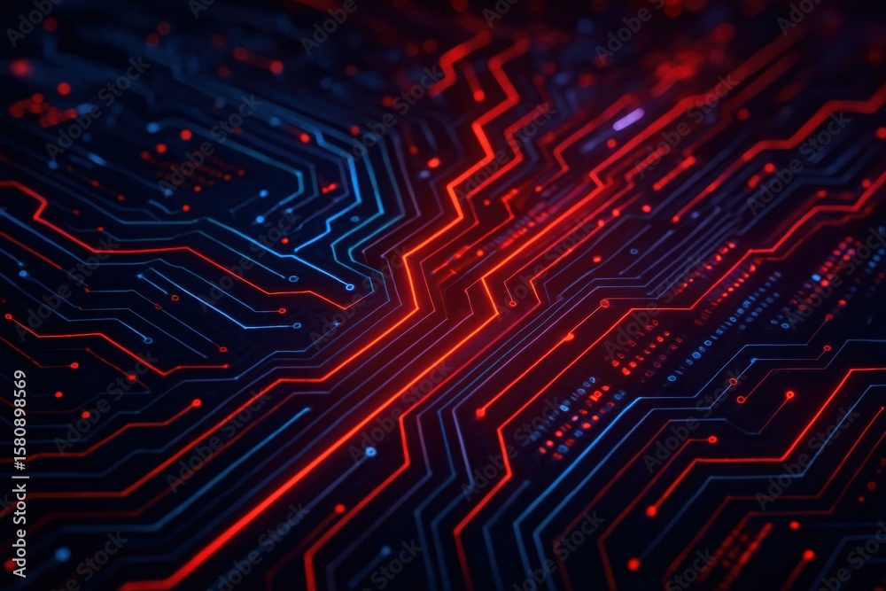 Poster circuit board design: an intricate circuit board design, showcasing a complex network of interconnec
