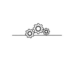 Three gears are connected by a line, isolated on white background