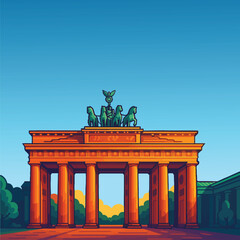 Germany Landmark - Brandenburg Gate, Berlin Illustration & Photo Pack © Kroverz