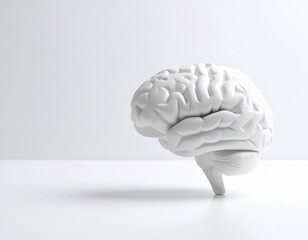 3D illustration of the human brain on a white background, symbolizing intelligence and medical science