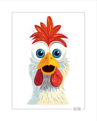 Funny Shocked Chicken Face – Cartoon Vector