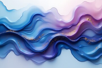 Fototapeta premium Abstract waves of blue and purple with golden glitter accents