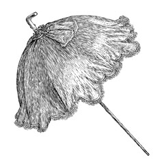 Victorian fashion line drawing women fashion accessories 