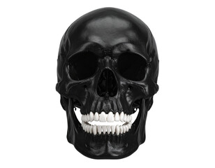 Fototapeta premium Realistic Human Skull with Mouth Wide Open, Front View, Isolated on Transparent Background