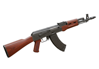 Isolated AK47 Assault Rifle with Wooden Stock