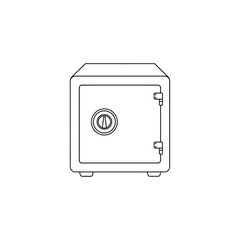 A steel safe with a combination dial, isolated on white background