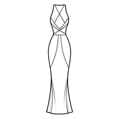 Elegant halter neck evening dress with intricate crisscross back detail