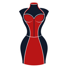 Elegant classic pencil dress with structured bodice fashion illustration