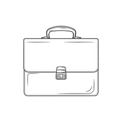 A black and white briefcase illustration isolated on white background