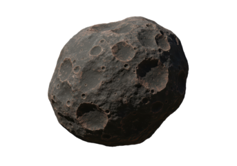 Isolated Detailed Rough Textured Gray Asteroid Space Object
