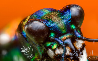 Tiger Beetle close-up on natural surface