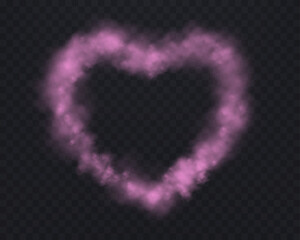 Pink smoke circle or haze on a transparent background. Magic fog, vapor. Vector illustration.