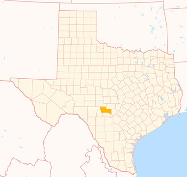 Map of the County Kerr (Texas, US) showing the Federal State with the highlighted County