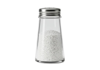 Isolated Glass Salt Shaker with Salt Crystals
