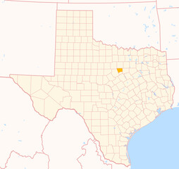 Map of the County Hood (Texas, US) showing the Federal State with the highlighted County