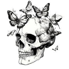 skull with butterfly