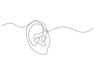 Obraz premium Human ear continuous line. Continuous one line drawing of human ear. Body anatomy concept. Single line drawing