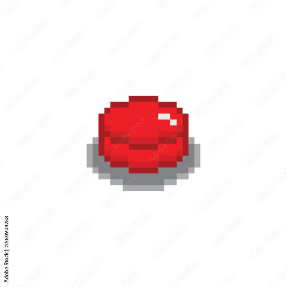 Poster pixel art red button start vector game 8 bit icon vector