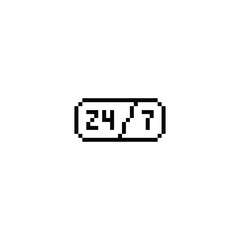 support 24 7 icon 8 bit, pixel art icon  for game  logo. 