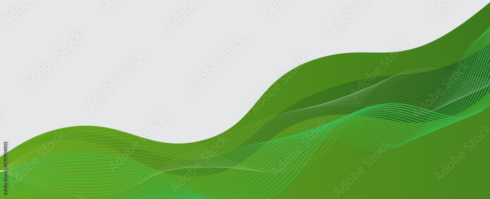 Poster vector green line background curve element with white space for text and message design, overlapping