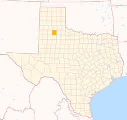 Map of the County Floyd (Texas, US) showing the Federal State with the highlighted County