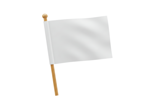 Isolated Blank White Flag on Pole Surrender