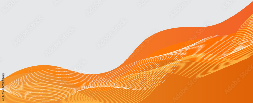 Poster vector orange line background curve element with white space for text and message design, overlappin
