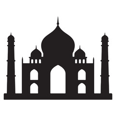 Taj Mahal Sunset Outline with Reflected Shadows