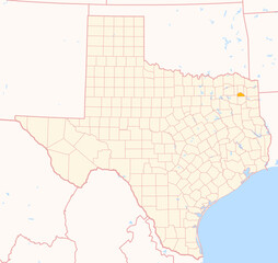 Map of the County Camp (Texas, US) showing the Federal State with the highlighted County