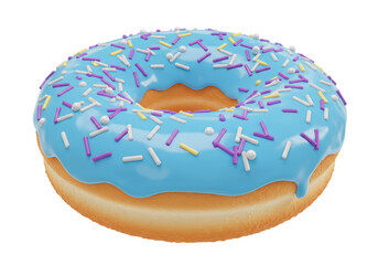 Isolated Donut with Blue Icing Sprinkles