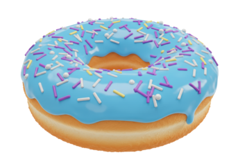 Isolated Donut with Blue Icing Sprinkles