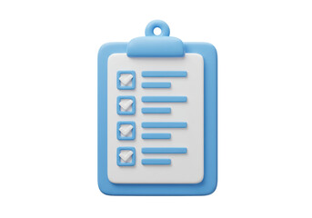 Isolated Blue Checklist Clipboard with Check Marks