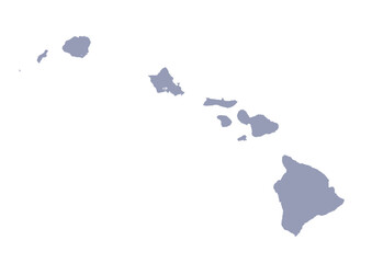グレー色のハワイの地図　（Map of Hawaii islands）
