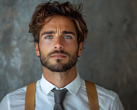 A serious and contemplative businessman