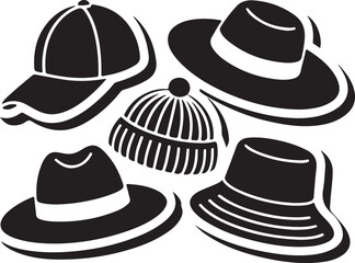 Black hats and headwear collection baseball cap fedora