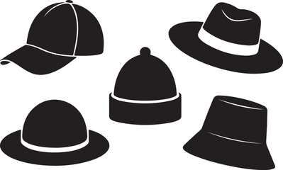 Black headwear collection graphic illustration vector