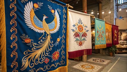 Intricate Teal And Orange Handwoven