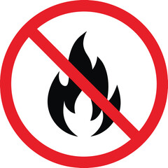 No Fire Allowed Silhouette Safety Sign Icon
