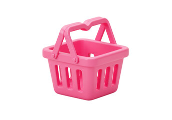 Isolated Bright Pink Miniature Shopping Basket